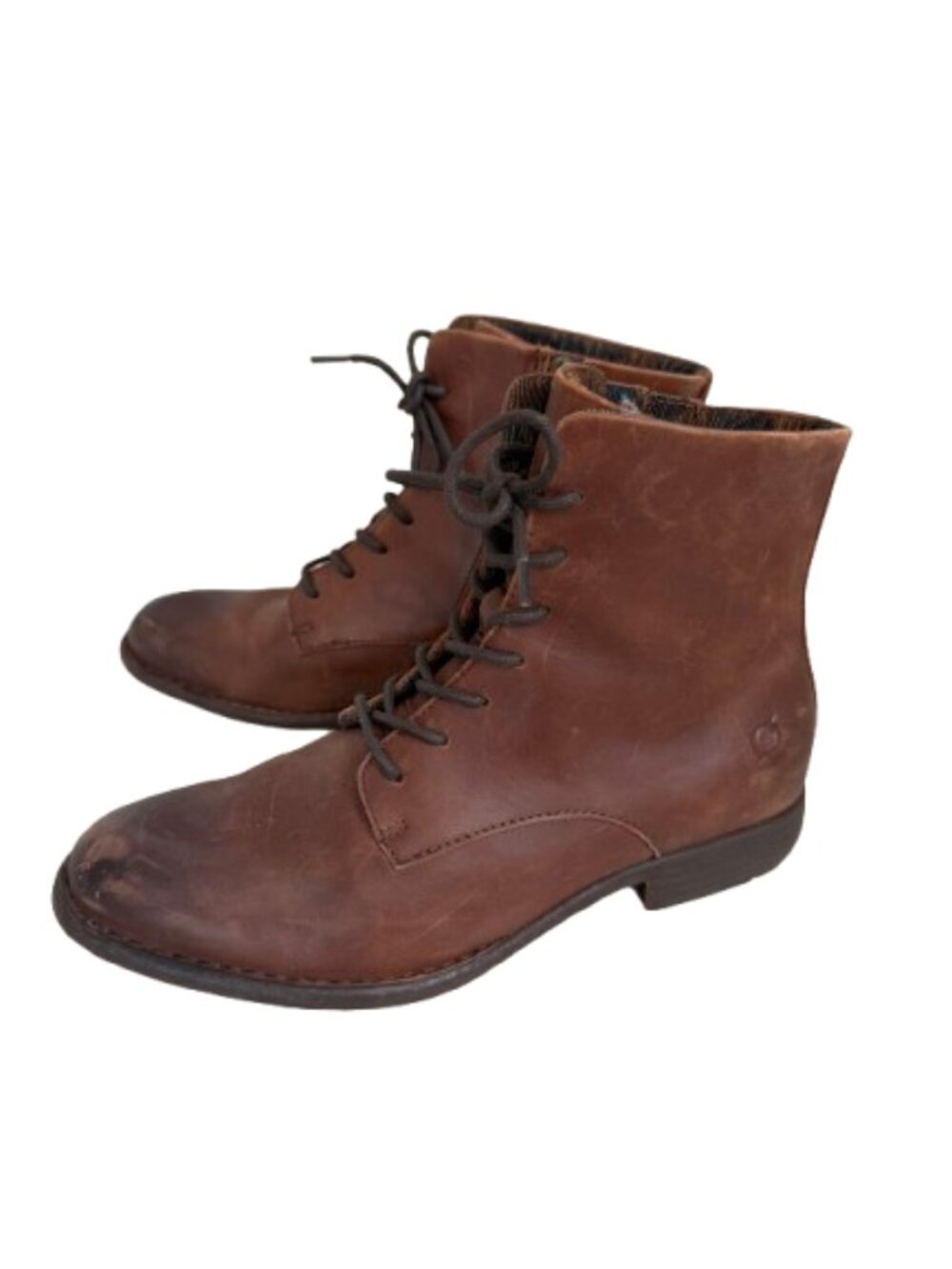 BORN Betsy Lace Up Combat Boots Distressed Brown Size 8.5